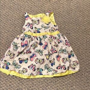 Kids Butterfly Print Dress with Yellow Accents